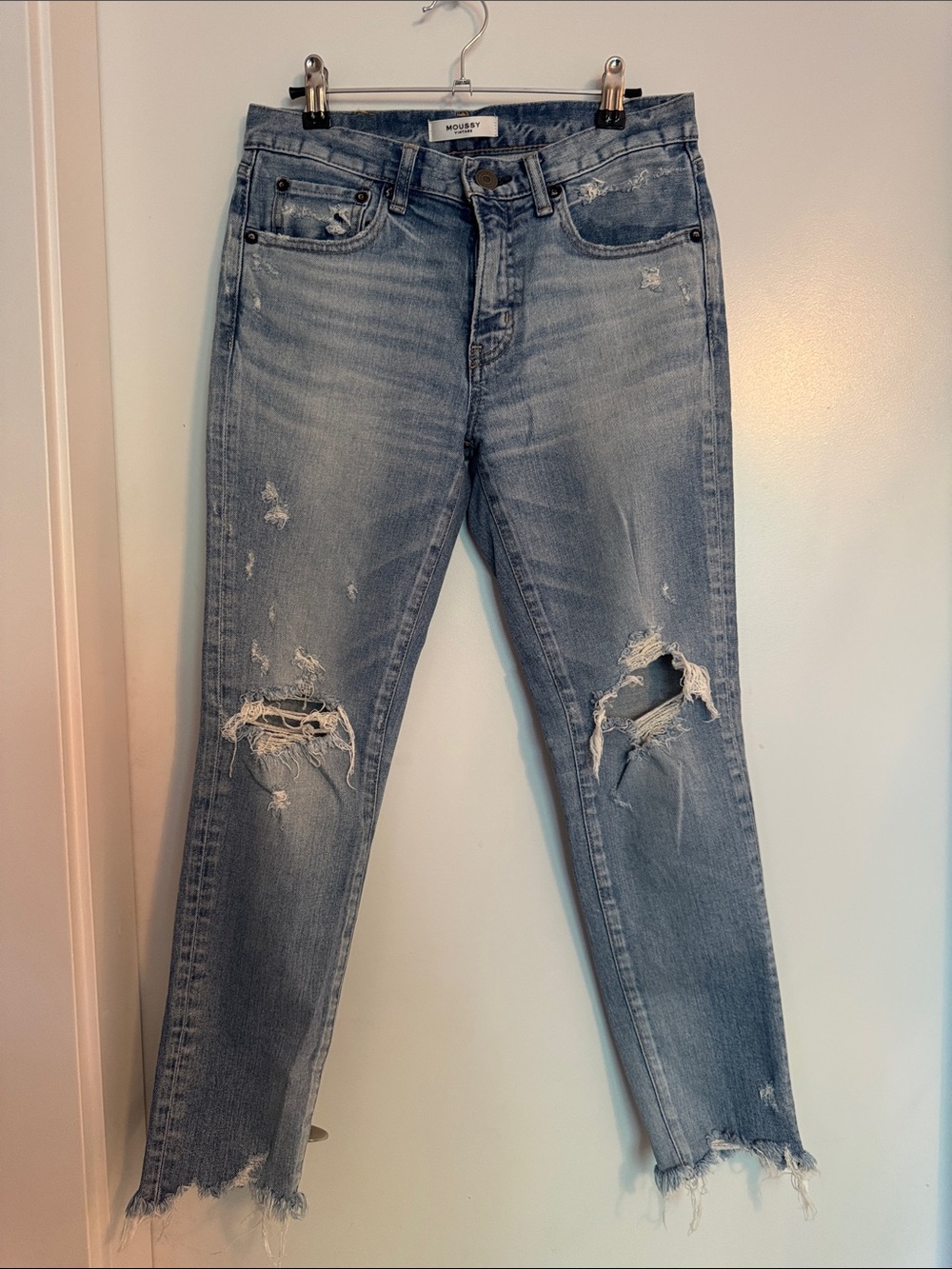 Moussy Vintage Distressed Raw Hem Skinny Jeans 26 Japan - Picture 2 of 13